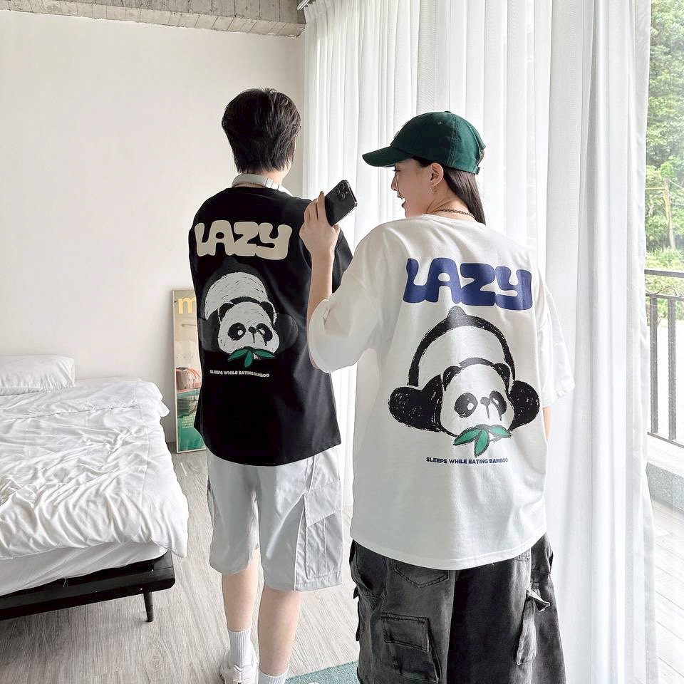 【現貨】LAZY 懶散熊貓塗鴉印花短T