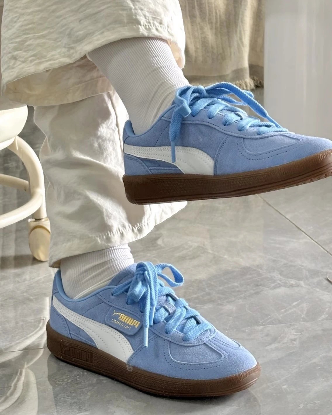 【現貨】PUMA PALERMO 水藍 寶藍 淺藍 藍 麂皮 運動鞋 女鞋｜396463-44