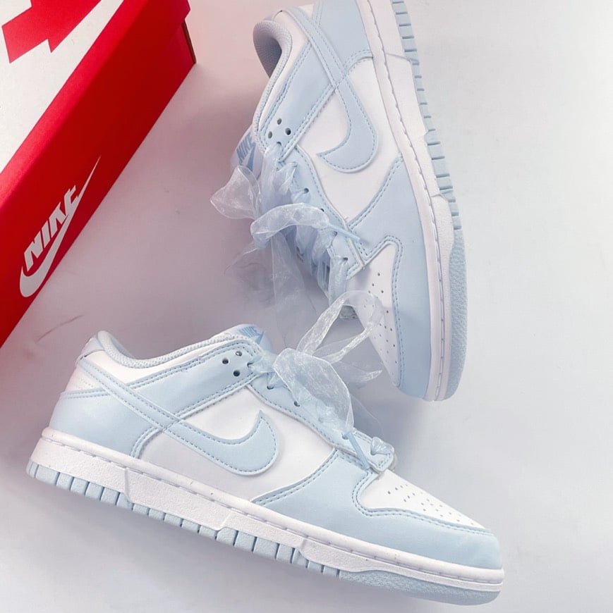 【國外限定!現貨】NIKE W DUNK LOW 寶寶藍 絲綢緞帶 冰川藍｜IB7311-100