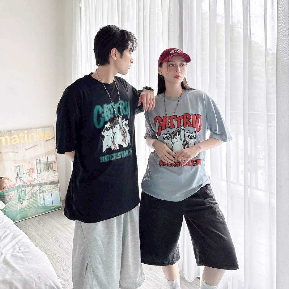 【現貨】CATTRIO 搖滾墨鏡貓印花短T