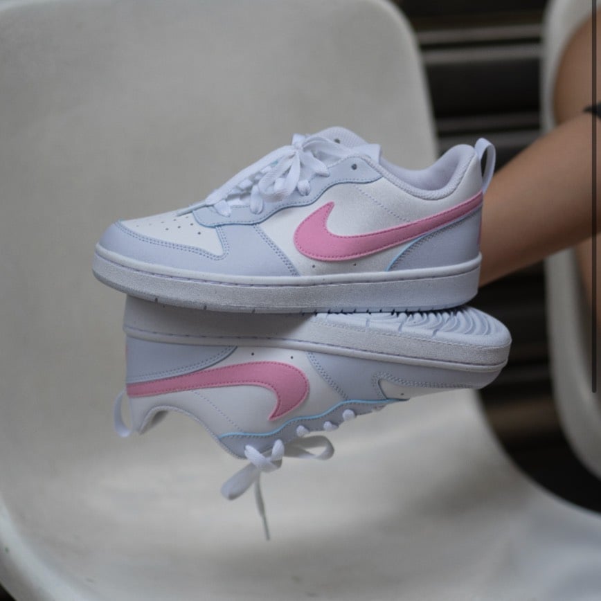 【新款!】Nike Court Borough Low Ess GS 寶寶藍 淡粉 藍白粉 絨毛勾 女｜IQ2725-101