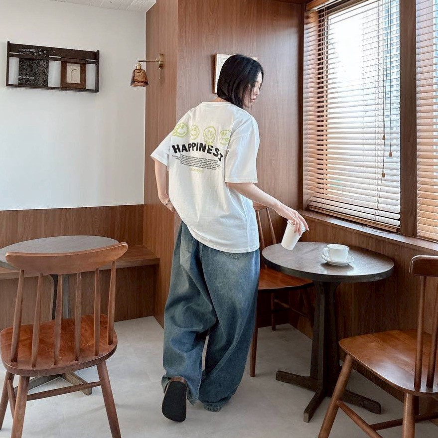 【現貨】HAPPINESS潑漆笑臉印花短T