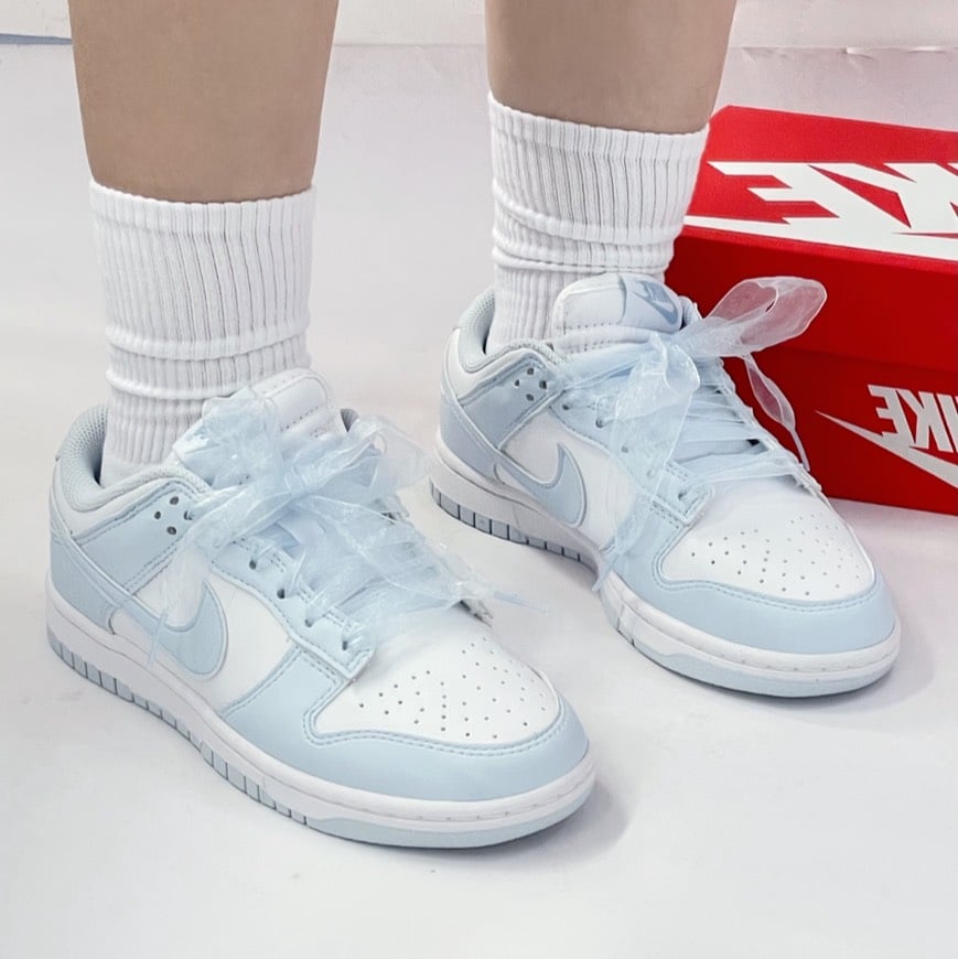 【國外限定!現貨】NIKE W DUNK LOW 寶寶藍 絲綢緞帶 冰川藍｜IB7311-100