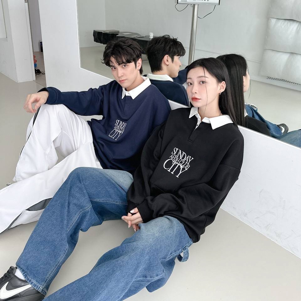 【現貨】刺繡英字撞色領POLO衫