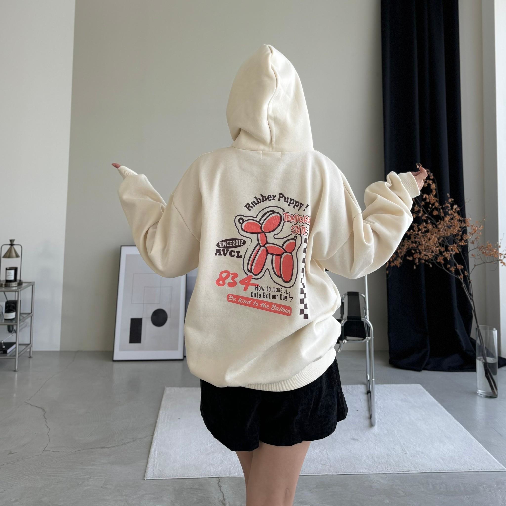 【現貨】賽車氣球狗狗刷毛帽T