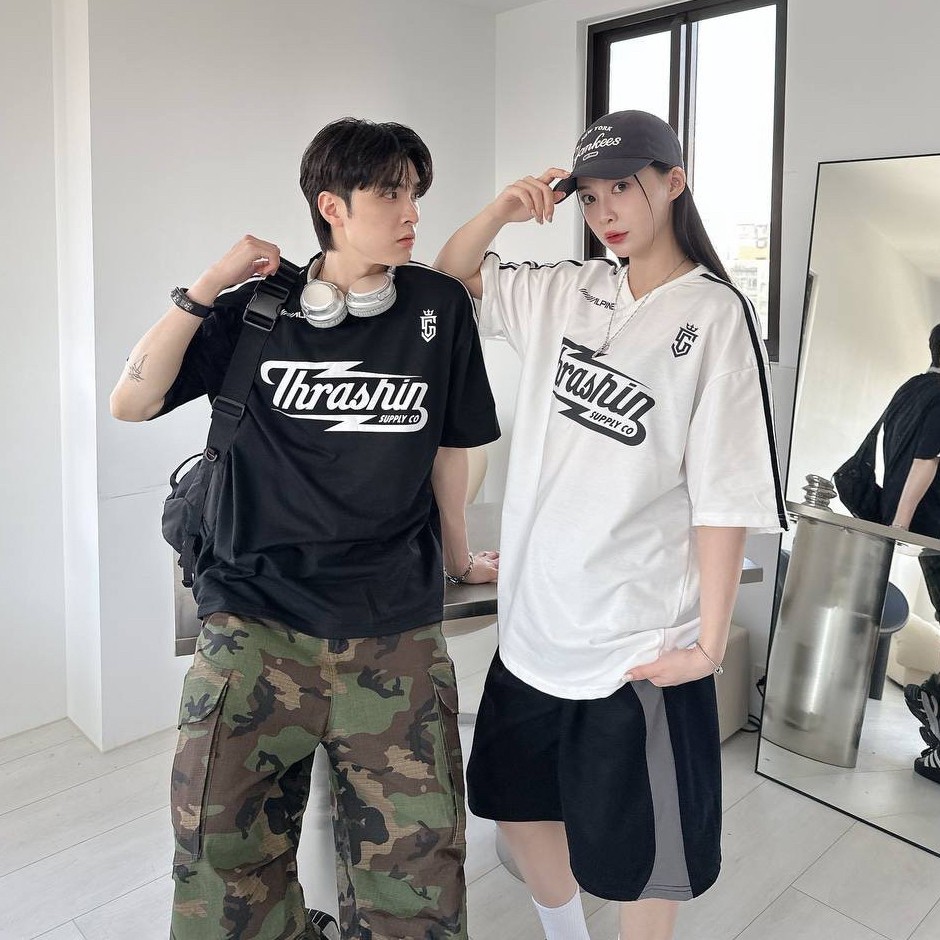 【現貨】Thrashin肩袖撞色賽車風短T