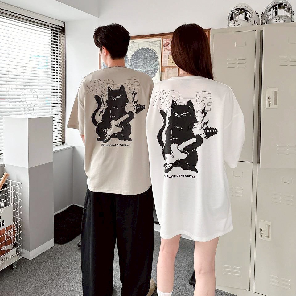 【現貨】像素吉他貓印花短T