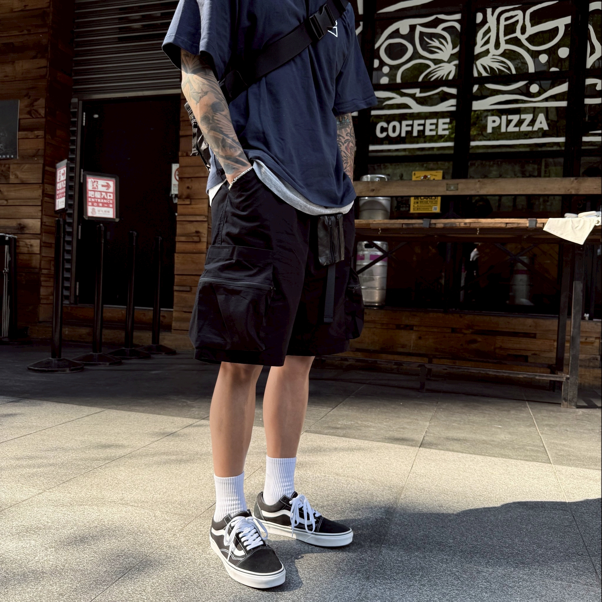 【現貨】質感古著抗撕裂機能短褲