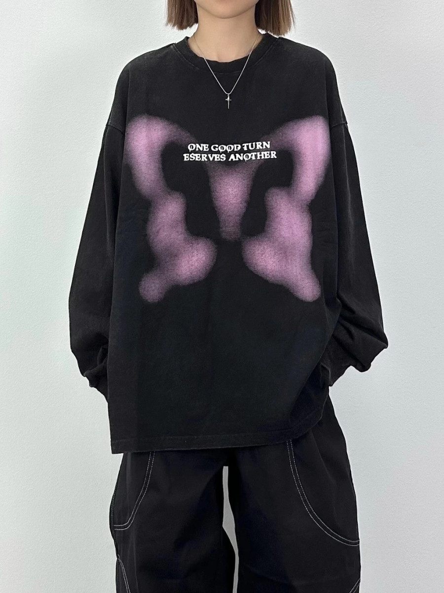 【現貨】噴墨蝴蝶長袖