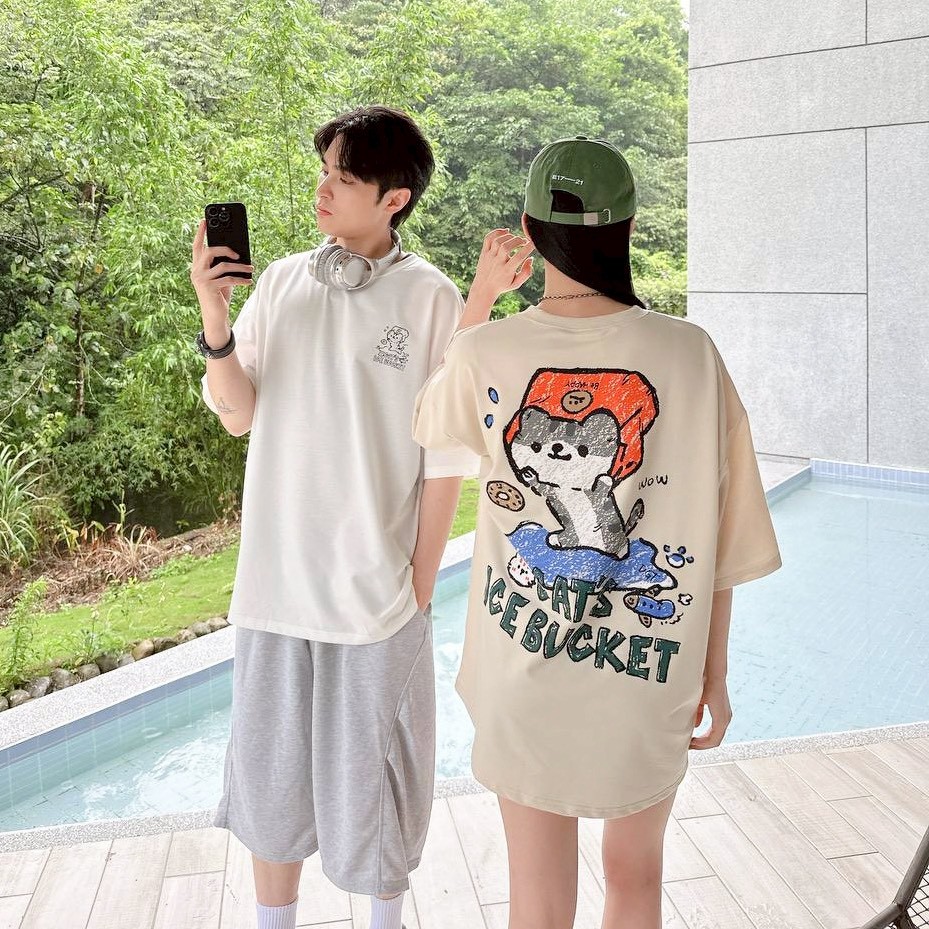 【現貨】CATS ICE BUCKET 插畫風冰桶貓印花短T