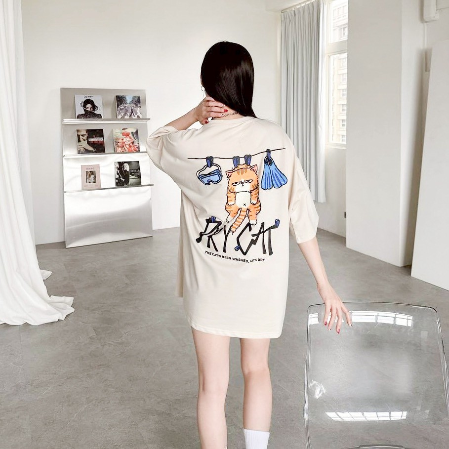 【現貨】DRY CAT曬貓咪插畫風短T