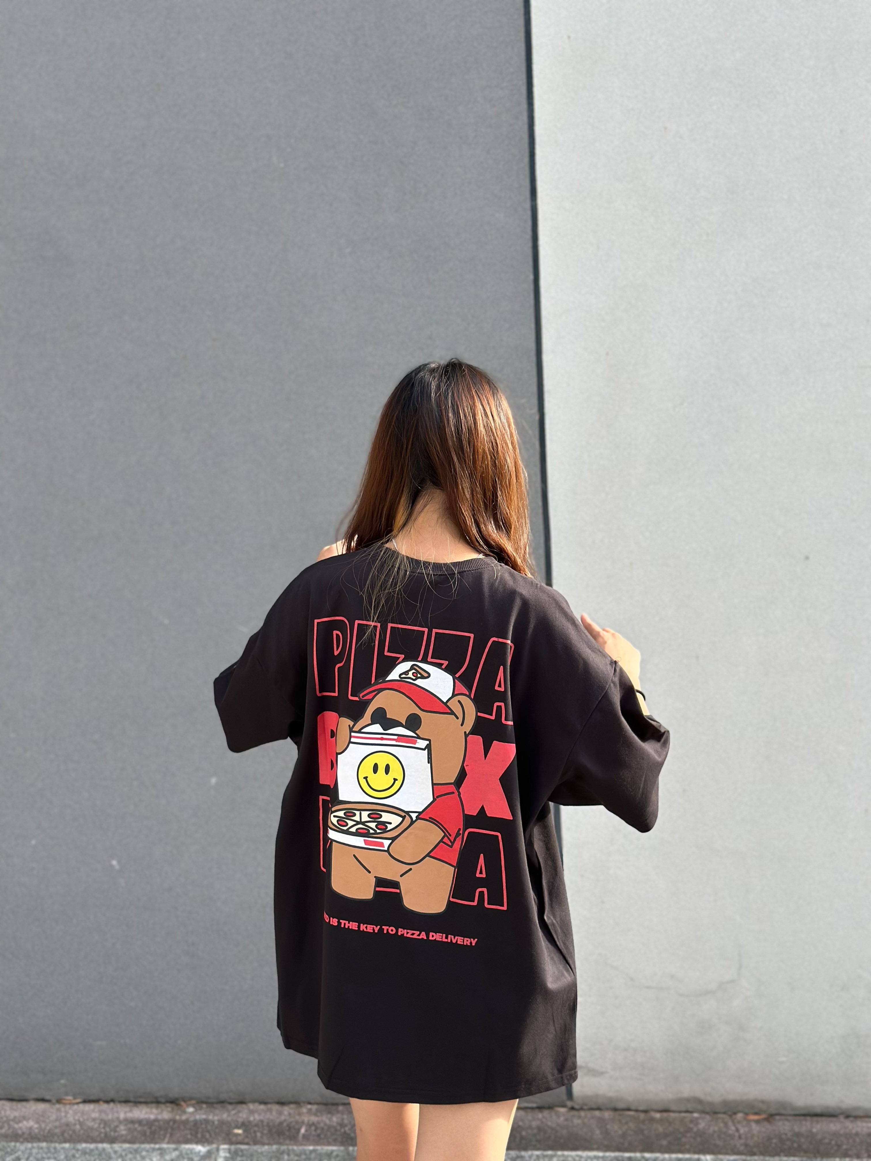 【現貨】PIZZA小熊外送員印花短T