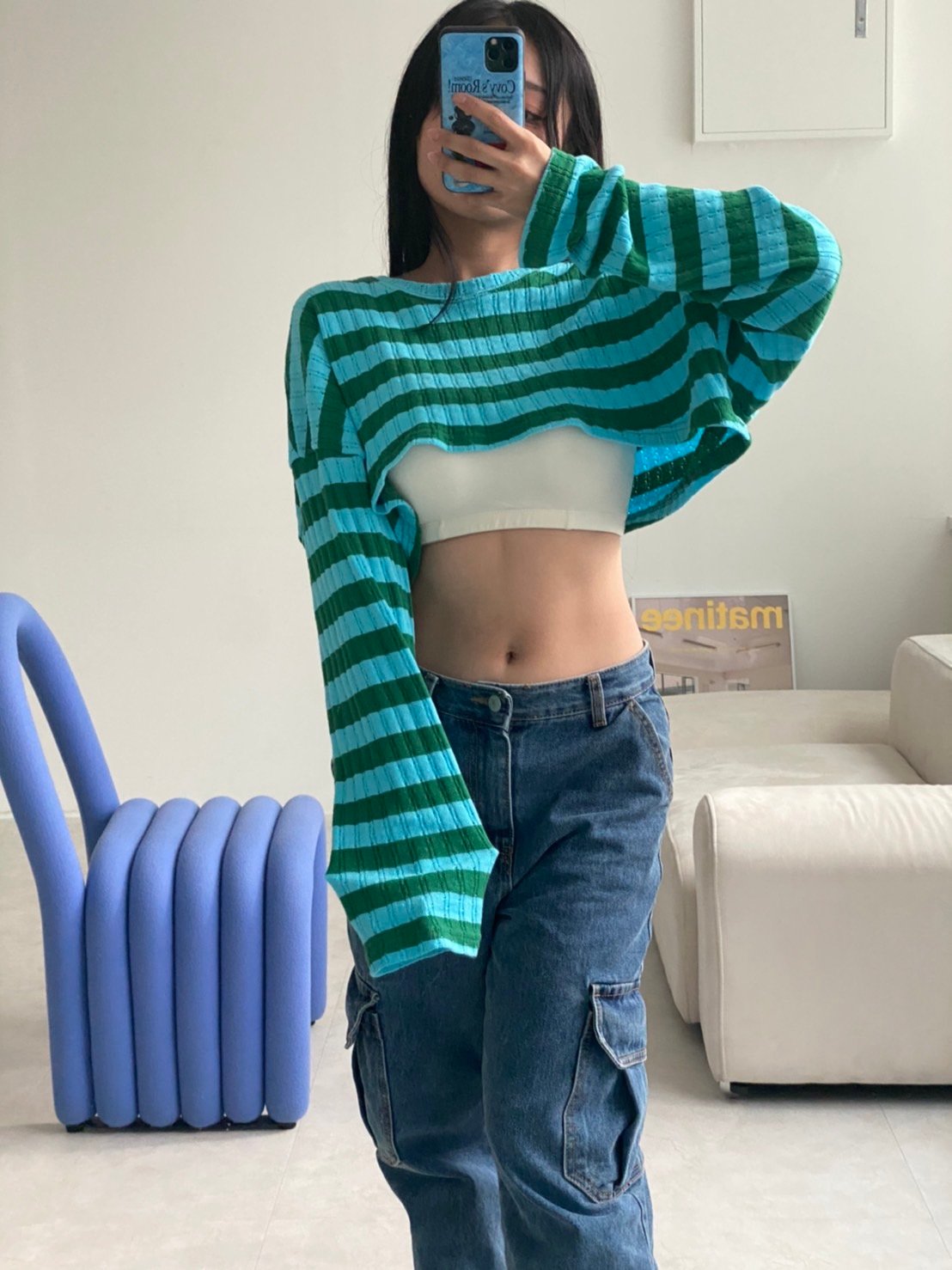 毛怪的萬聖節 萌袖短版針織 - 跟你們說條紋捲土重來