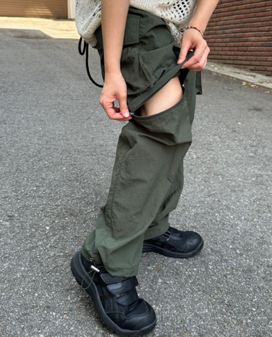 s-L可穿 3ways抽繩拉鍊工裝褲 /可變短褲