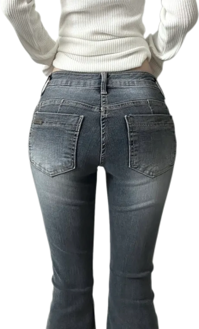 New 海鷗線翹臀+豐胯墊 狎鷗亭女神 低腰 灰藍刷色褲