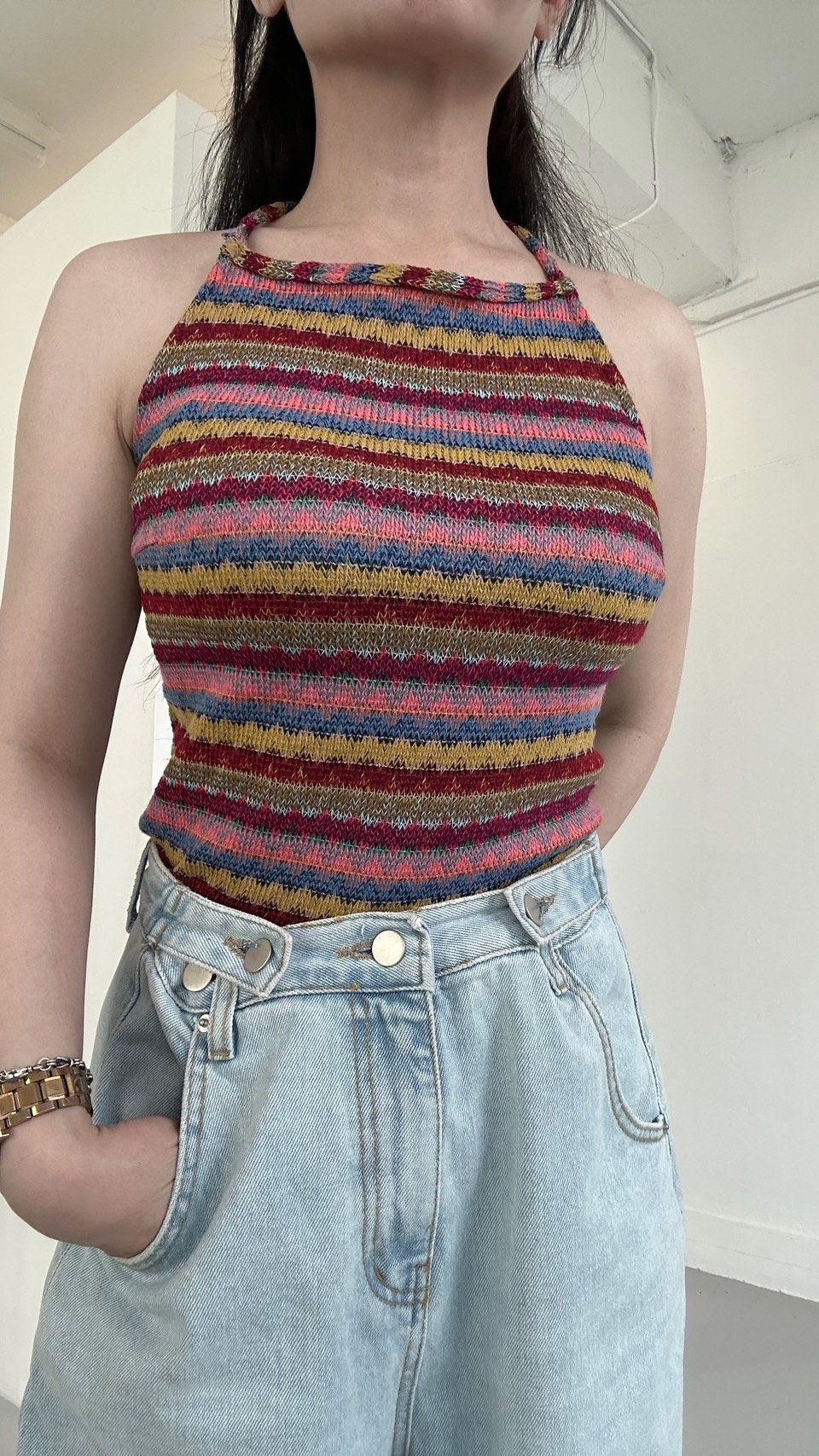 L 繞脖編織背心