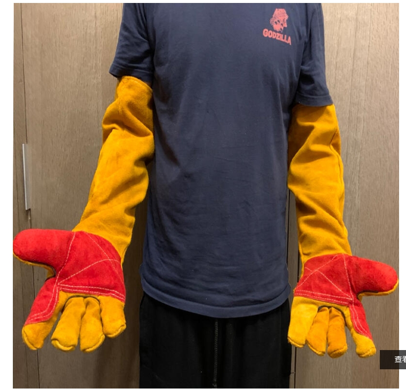 ~子甄彣璟~60公分加長電焊手套 銲接手套 氬焊手套 牛皮手套 防護手套 五指電焊手套 防咬手套 防燙耐磨 防火花