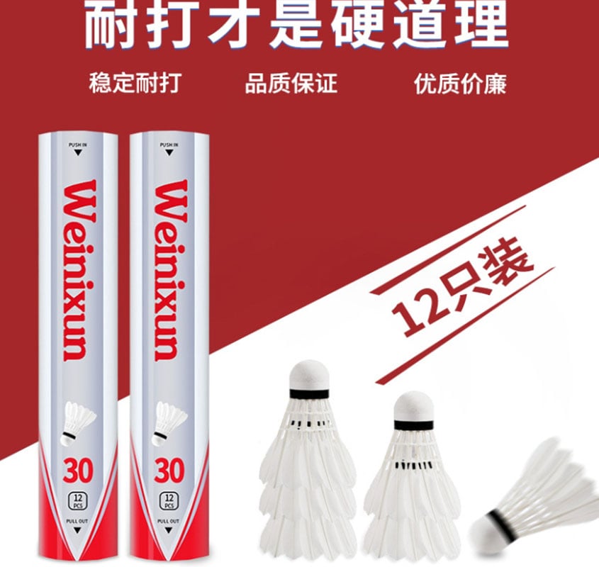 ~子甄彣璟~羽毛球 12只裝 飛行穩定 娛樂訓練球 訓練用球 耐打不易爛 鴨毛球 軟木球 練習 羽球