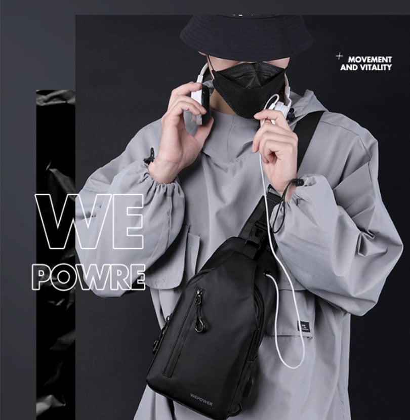 ~子甄彣璟~側背包1100-28 斜挎包 多功能大容量 斜背包 胸包 旅行包 防潑水 背包 錢包 單肩包 側肩包