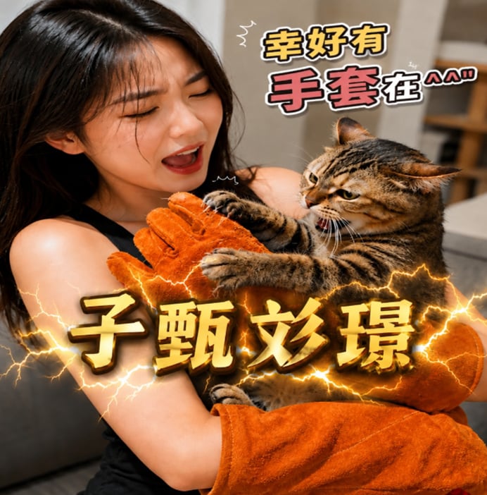 ~子甄彣璟~60公分加長電焊手套 銲接手套 氬焊手套 牛皮手套 防護手套 五指電焊手套 防咬手套 防燙耐磨 防火花