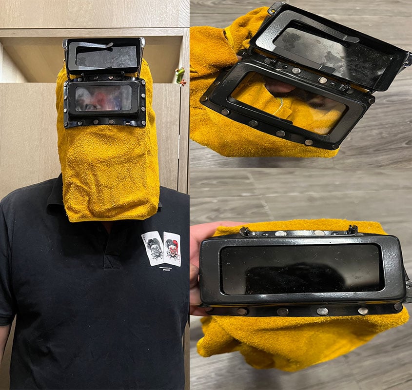 ~子甄彣璟~促銷價-電焊帽 純牛皮電焊面罩 氬弧焊 電銲帽 電焊面罩 CO2 手電銲 氬銲 氬焊 勞保防護用品 焊工帽 防強光