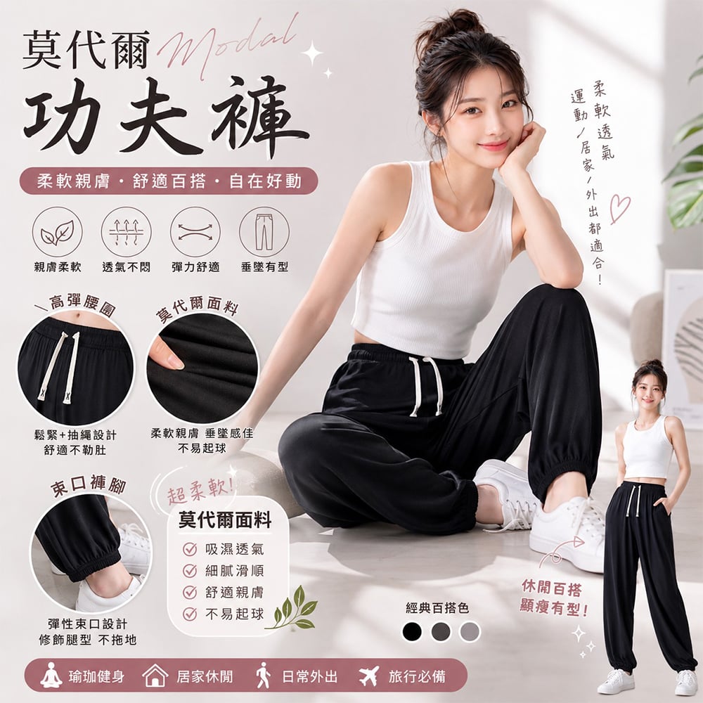 ~子甄彣璟~PRO莫代爾功夫褲 棉質 親膚柔軟 功夫褲 太極拳 武術褲 燈籠褲 瑜珈 禪坐 運動褲 休閒褲 學舞褲 練功褲