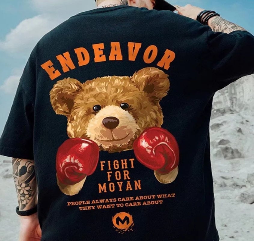 子甄彣璟~拳擊熊 百無禁忌 圓領 T恤 短T 打底衫 短袖 潮T 運動衣 班服 工作衣 休閒衣