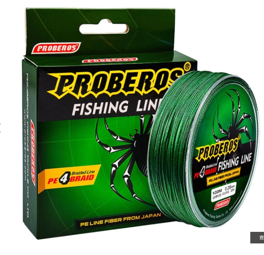 ~子甄彣璟~PROBEROS 100米 大力馬 魚線 0.4號-10.0號 編織線 釣魚線 4編 PE線 競技主線 子線綁鉤 不易斷