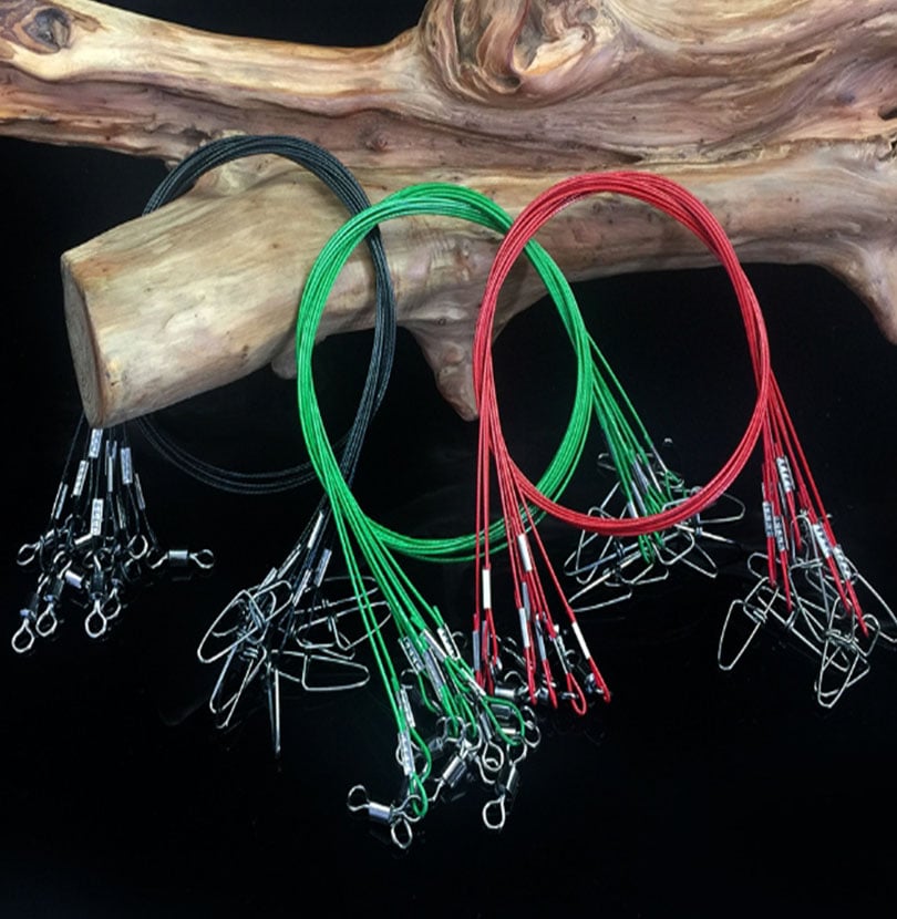 ~子甄彣璟~升級版 前導線 加粗鋼絲線 釣魚 50cm鋼絲線 直徑1MM 拉重67公斤 防咬線 雙扣別針