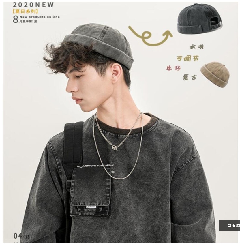 ~子甄彣璟~瓜皮帽 日系 棉質 帽子 圓頂 雅痞流氓帽 地主帽 水兵帽 地主帽 流氓帽 遮陽帽 嘻哈帽 遮陽帽 工作帽