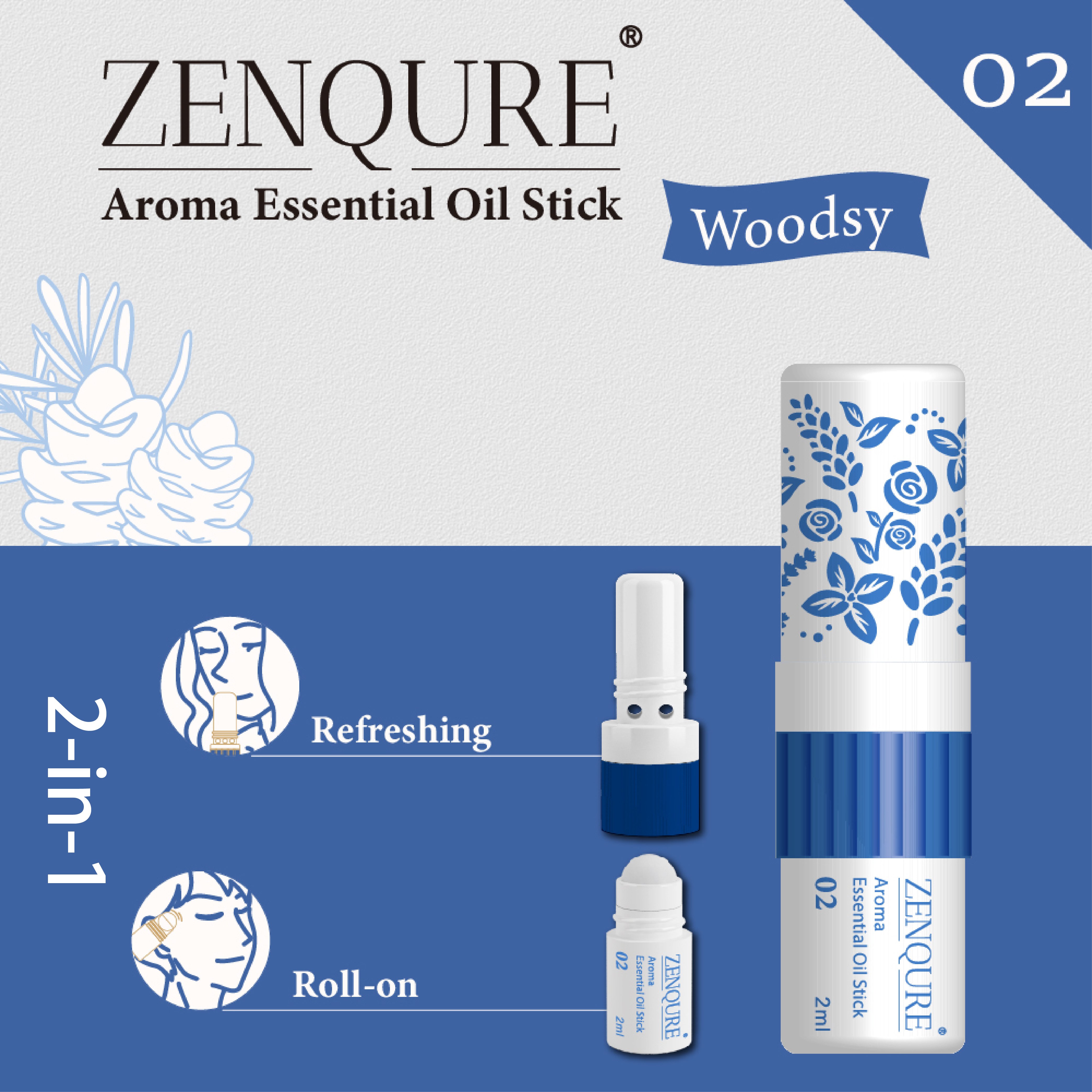 ZENQURE Aroma Essential Oil Stick 02 Woodsy