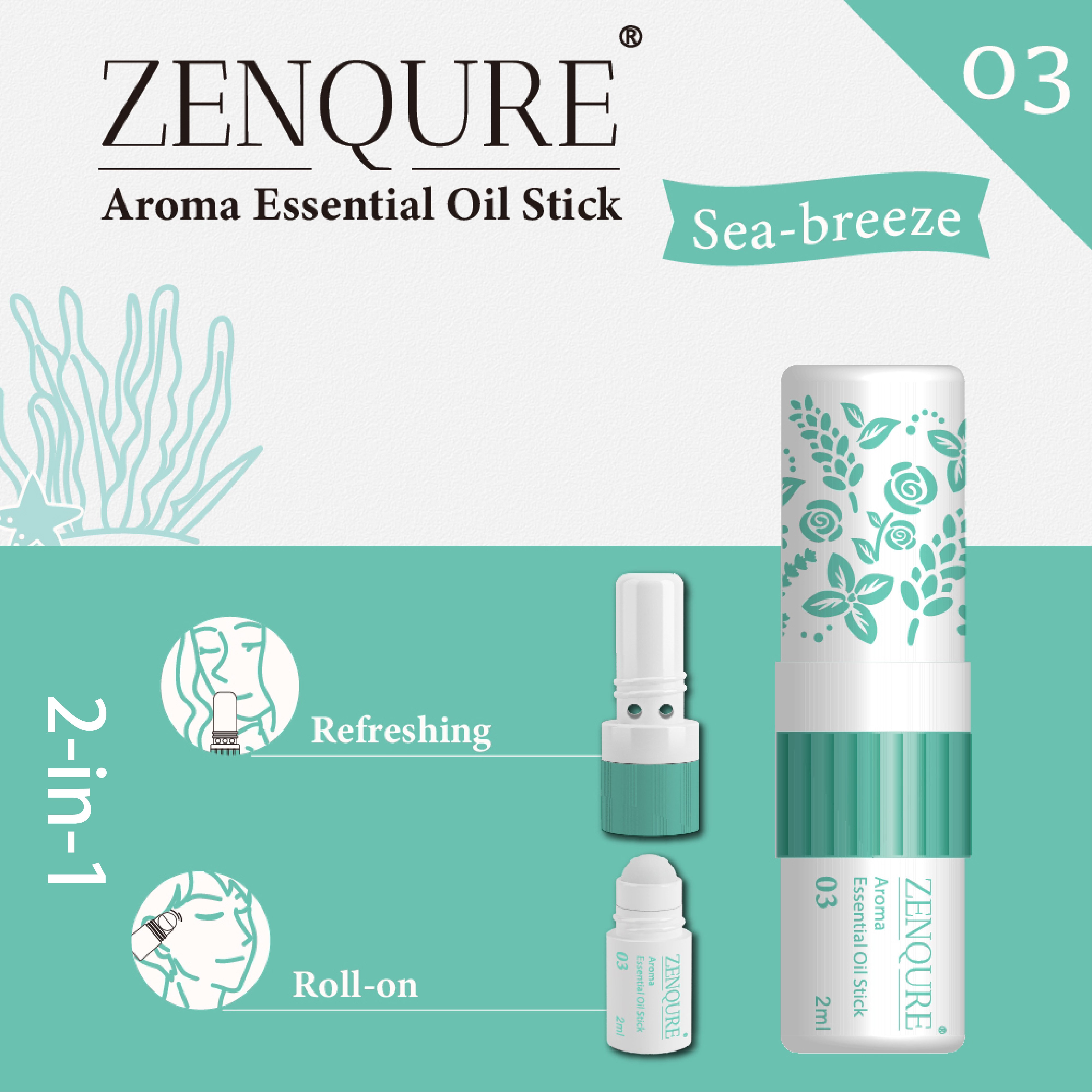 ZENQURE Aroma Essential Oil Stick 03 Sea-breeze