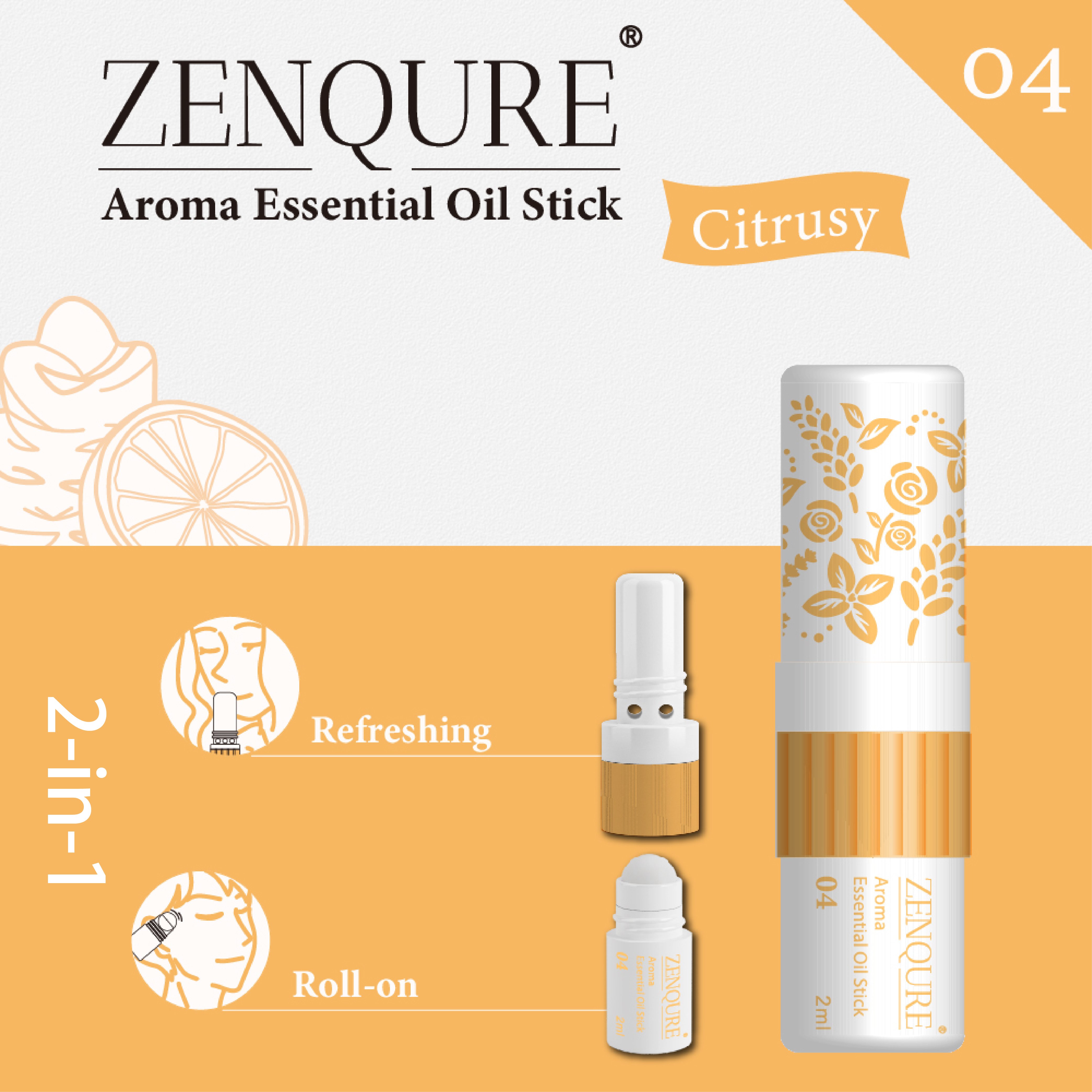 ZENQURE Aroma Essential Oil Stick 04 Citrusy