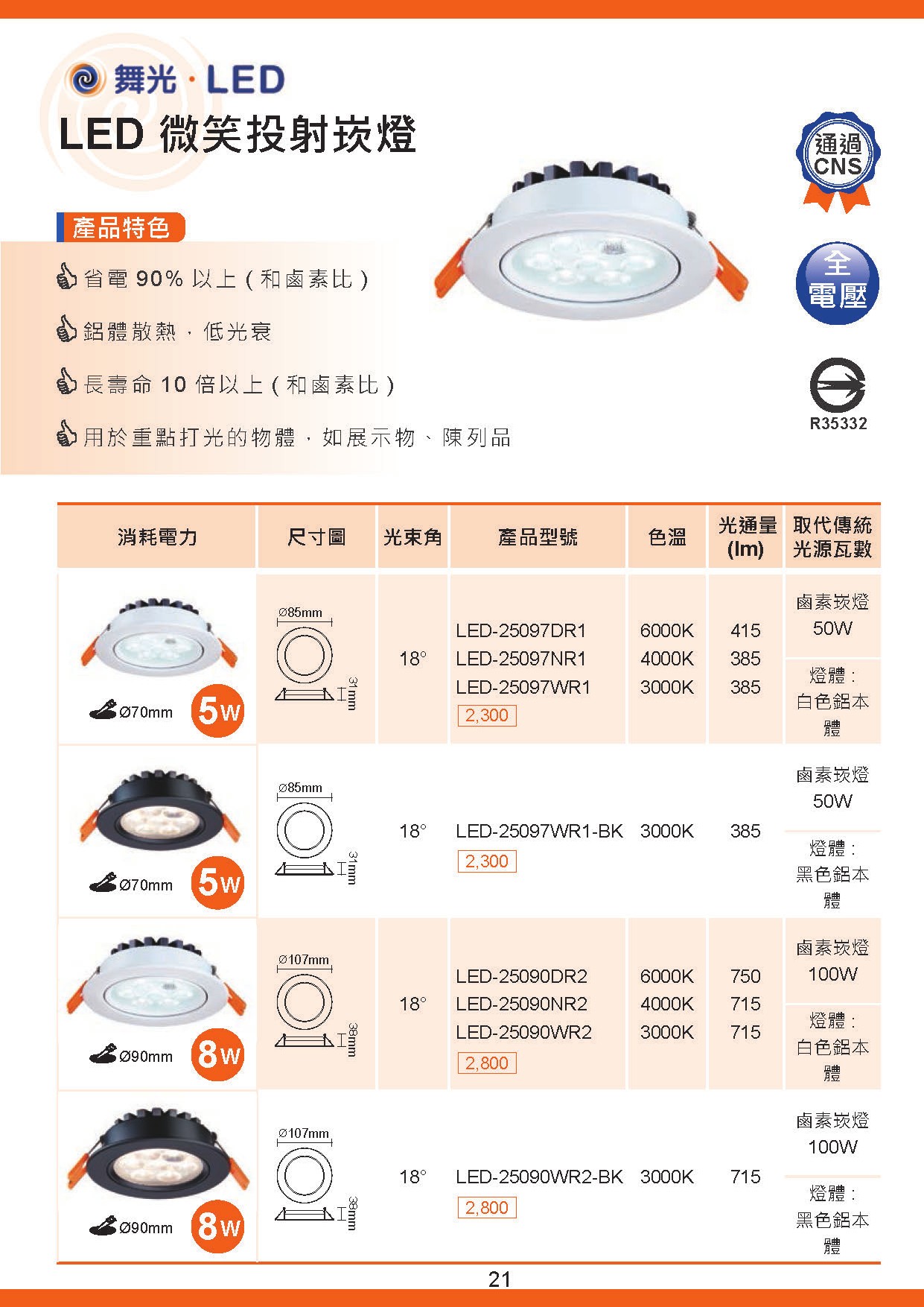 舞光 LED 微笑崁燈 D21