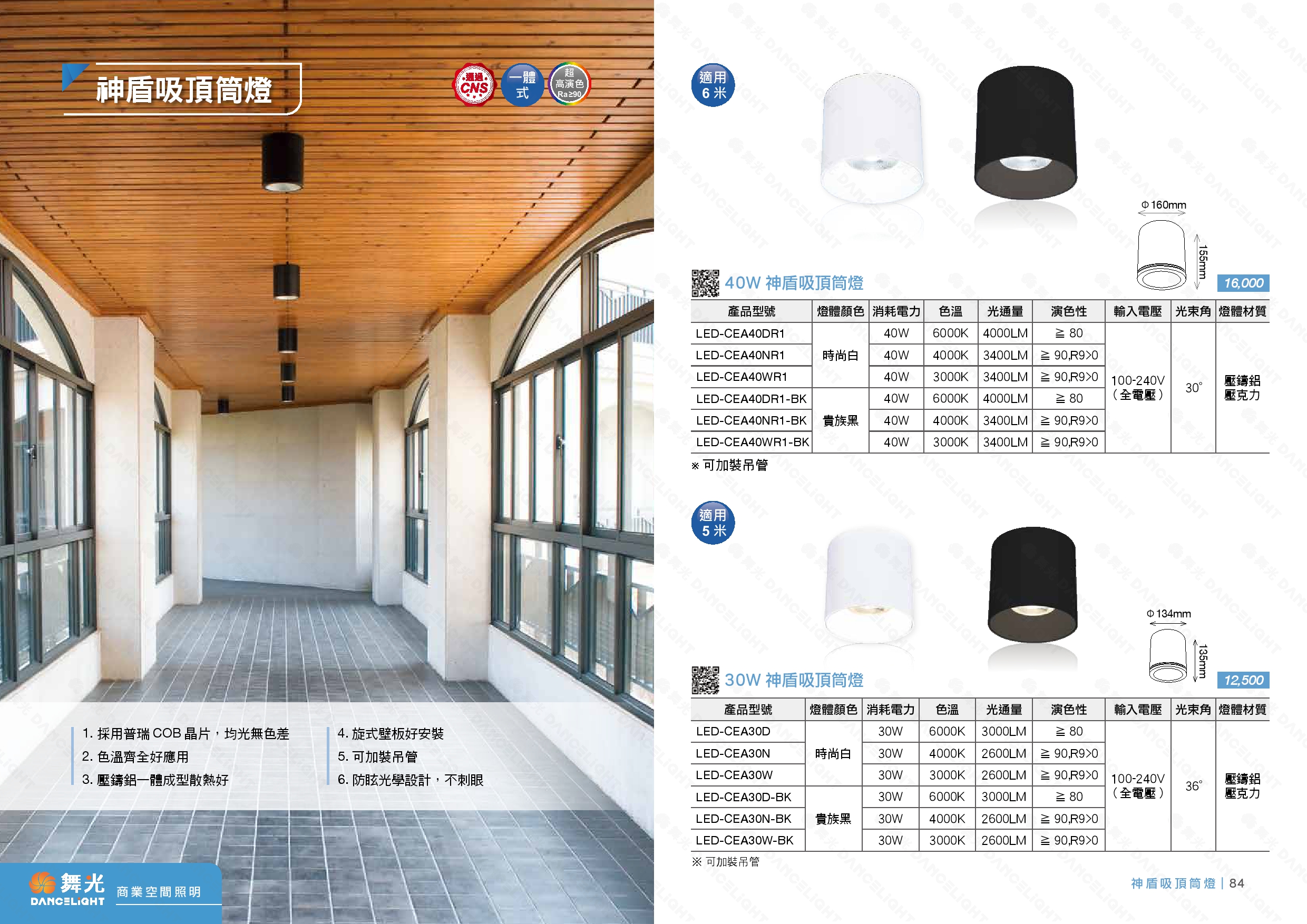 LED 神盾吸頂筒燈 D83