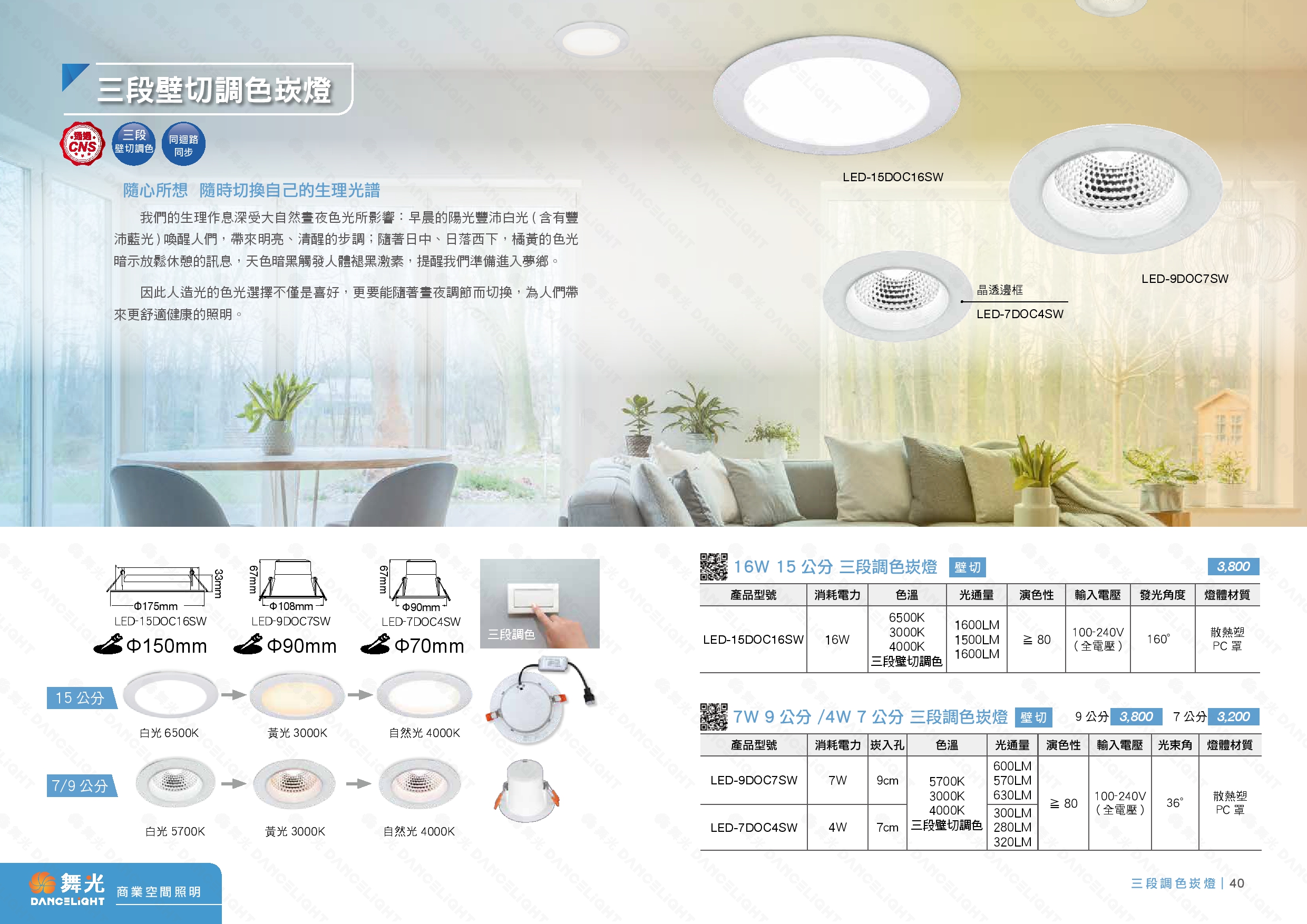 15CM / 9CM / 7CM 三段調色崁燈系列 D39