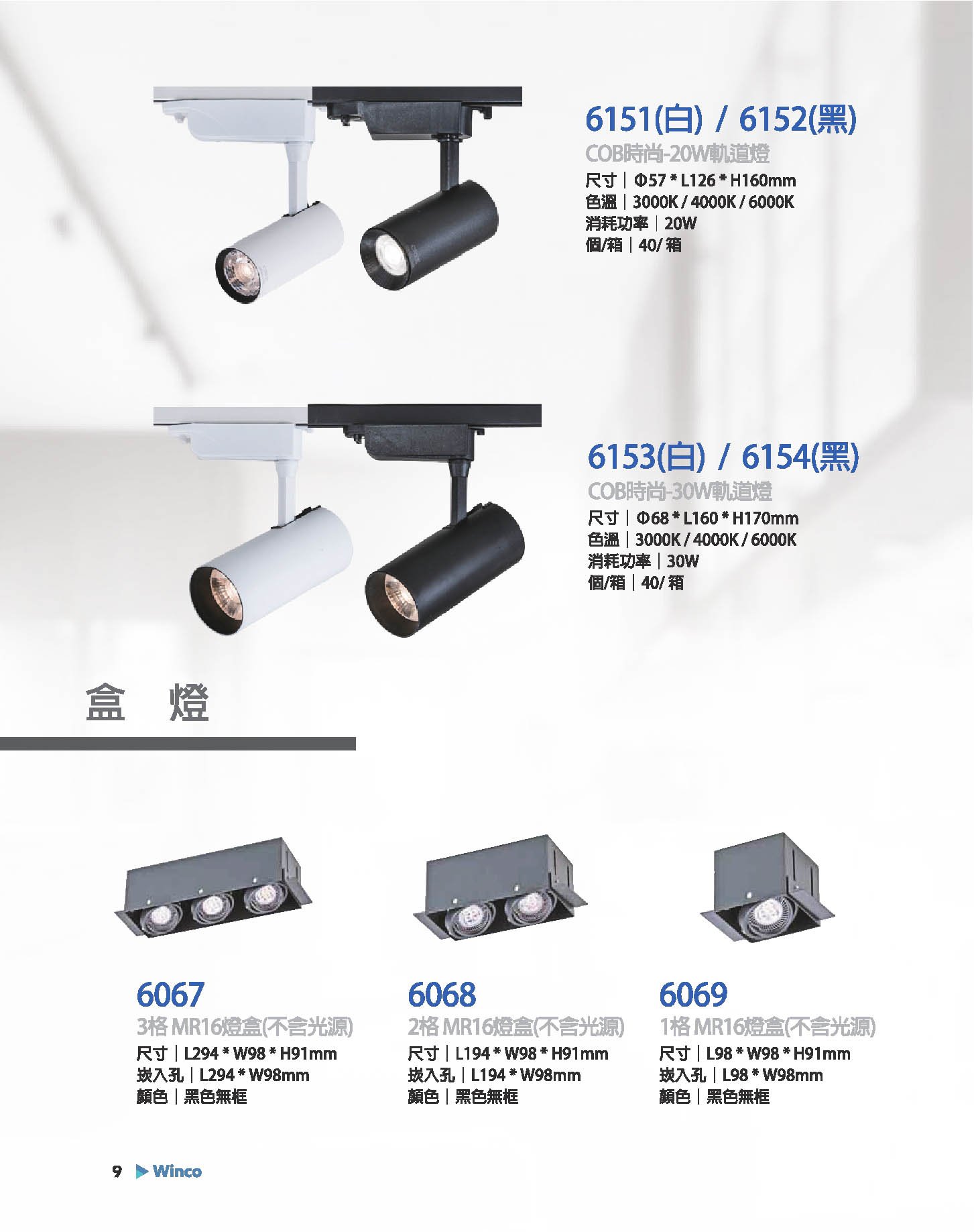 COB-軌道燈  / MR16無框盒燈系列 W09