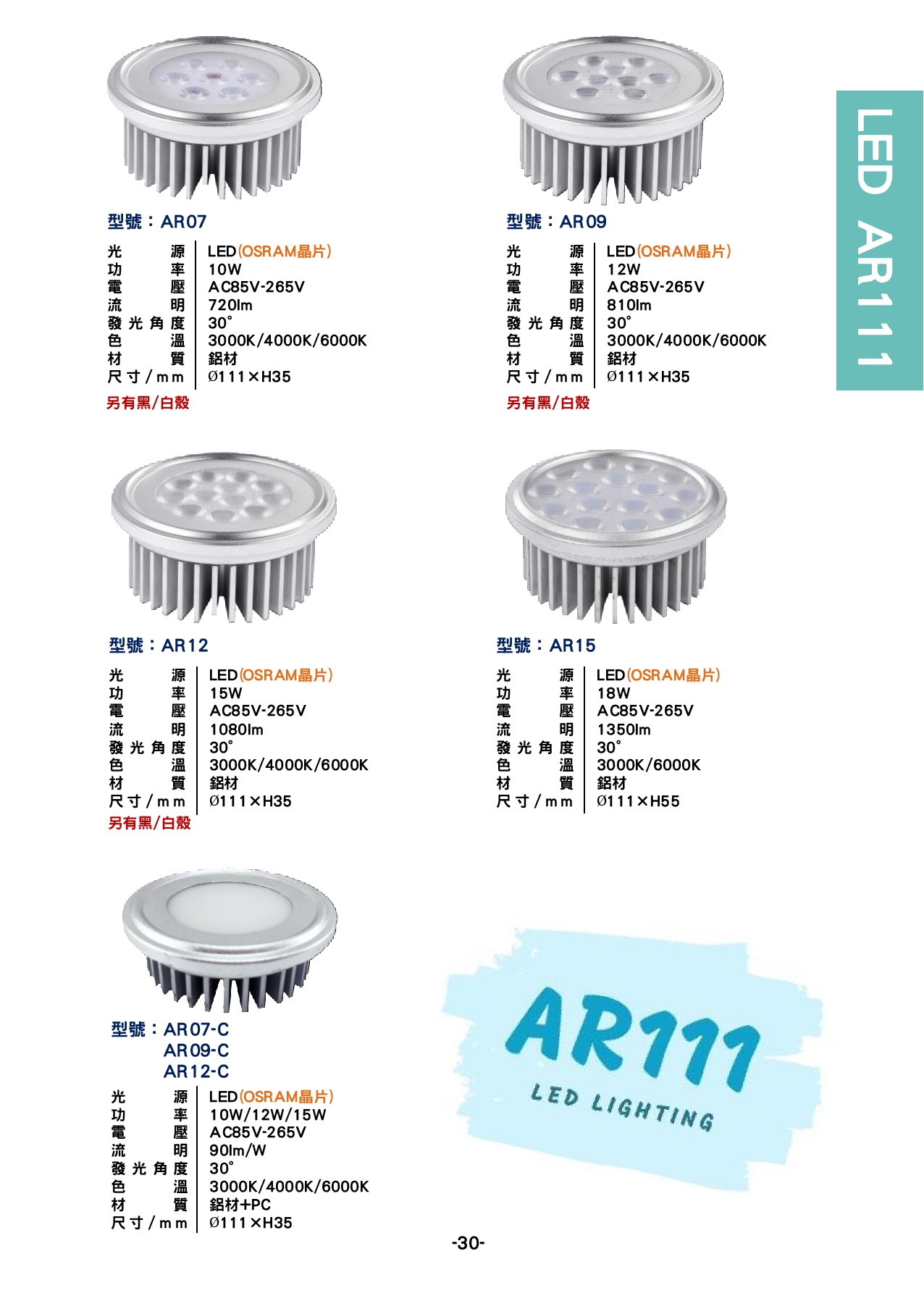 AR111 燈泡系列  P30