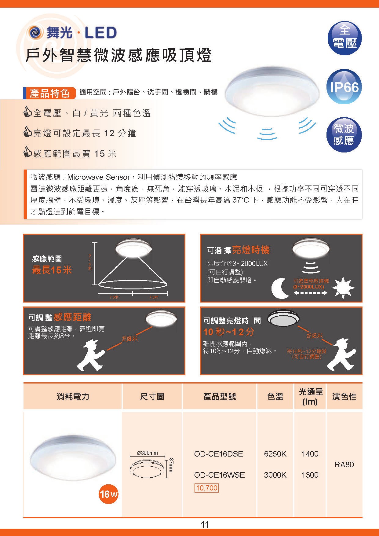 舞光 LED戶外微波感應吸頂燈  D11