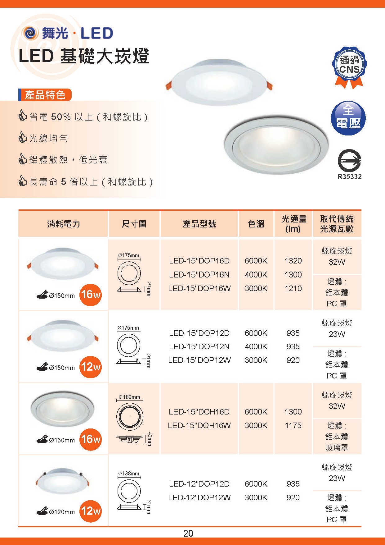 舞光 LED 基礎大崁燈 D20