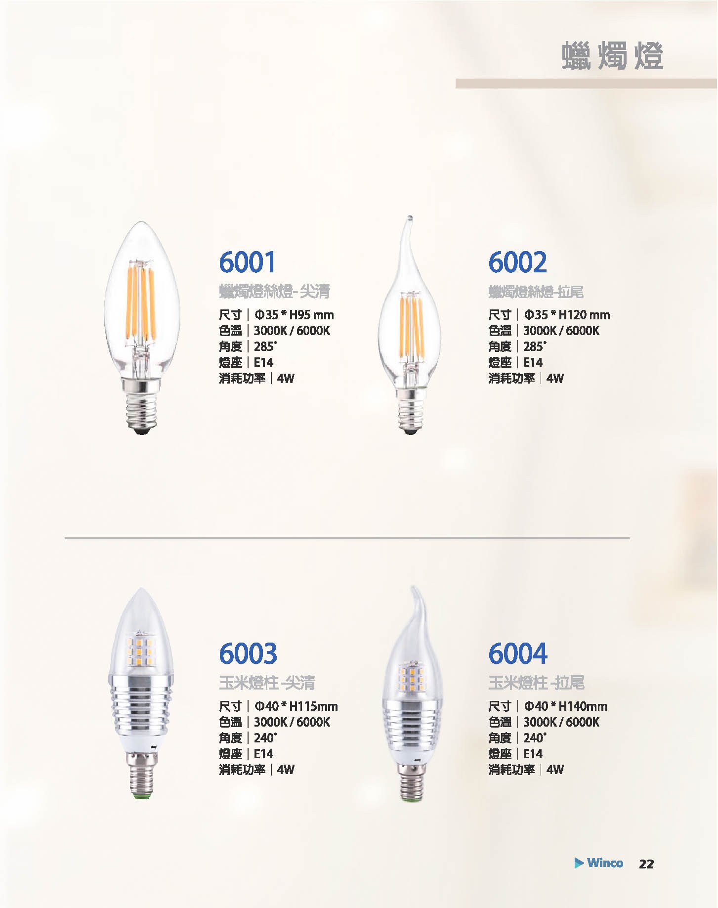 蠟燭燈泡系列 W22