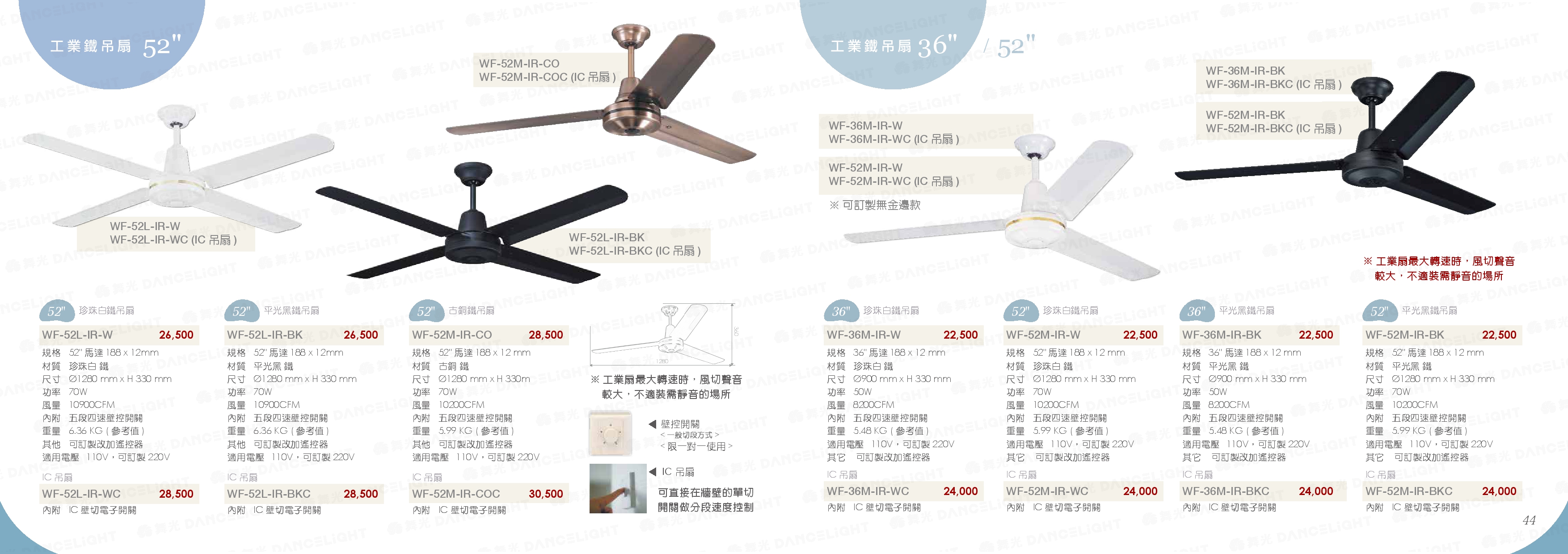 工業風鐵吊扇 52" / 36" - WF43