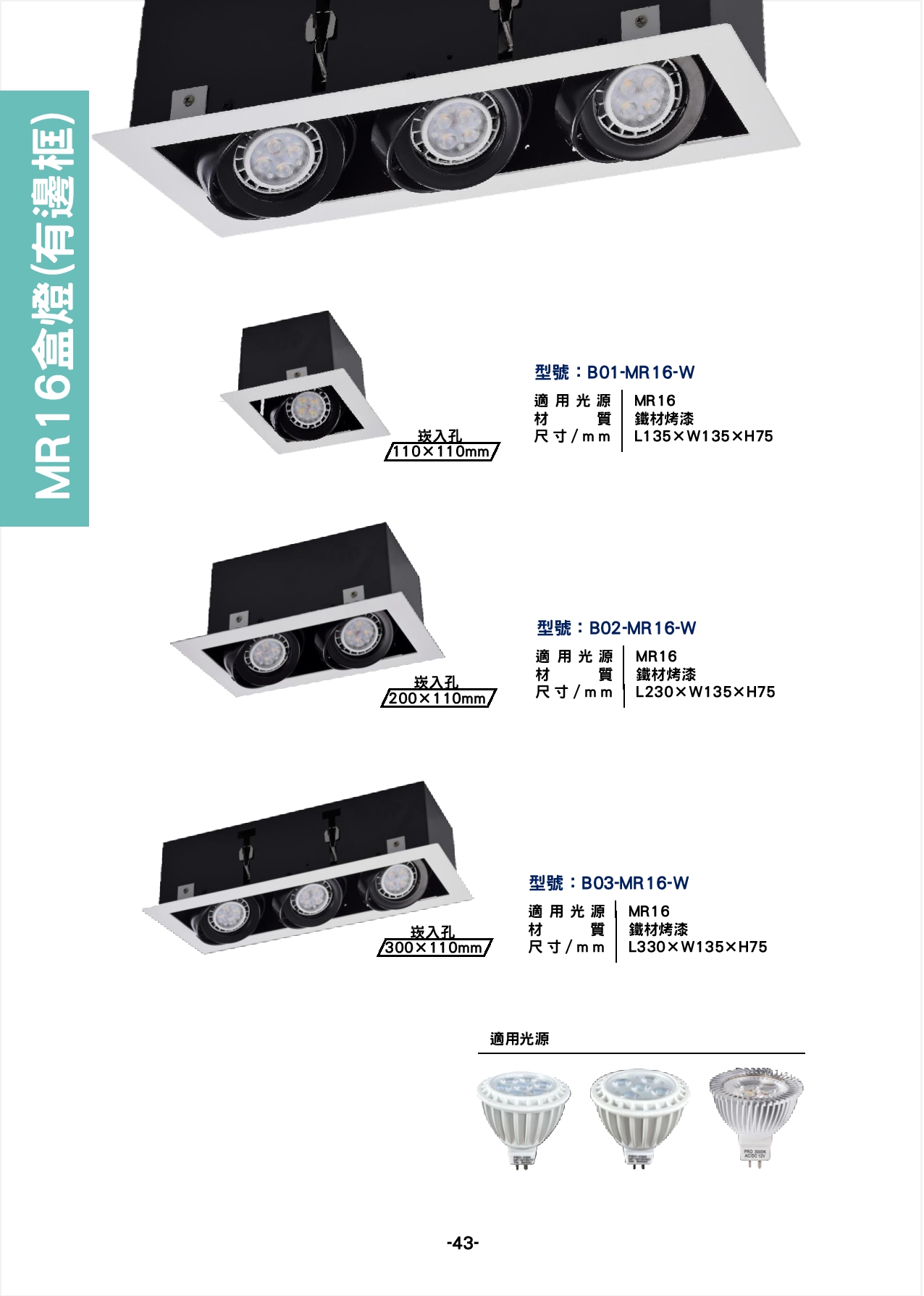 MR16 有邊框盒燈  P43