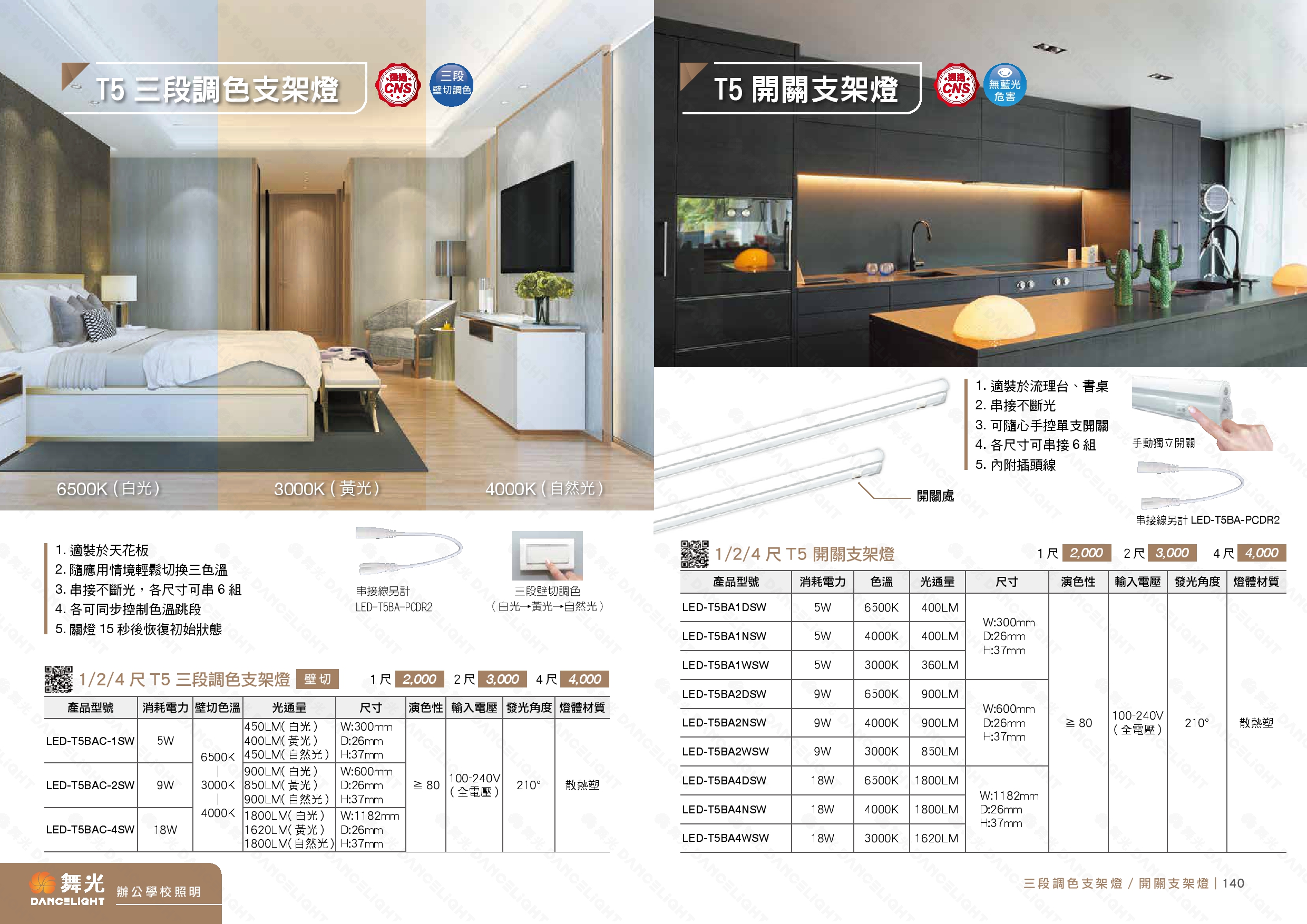 T5 三段調光支架燈 /  開關支架燈 D139
