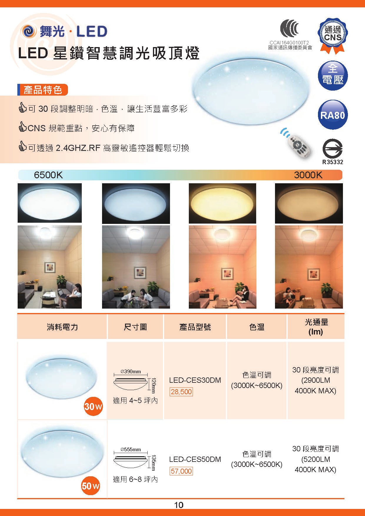 舞光 LED星鑽智慧調光吸頂燈  D10