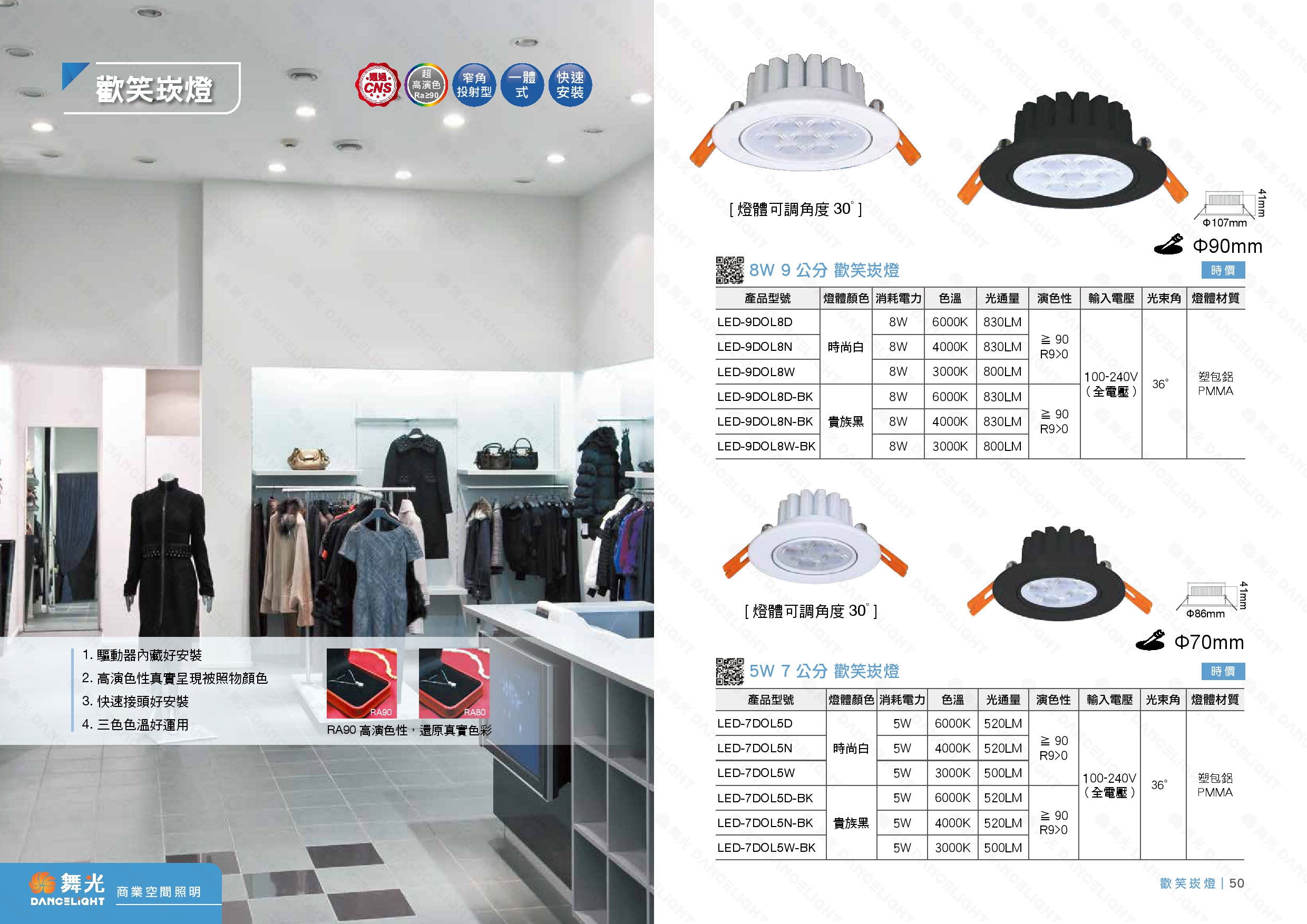 9M / 7CM 歡笑崁燈系列 D49