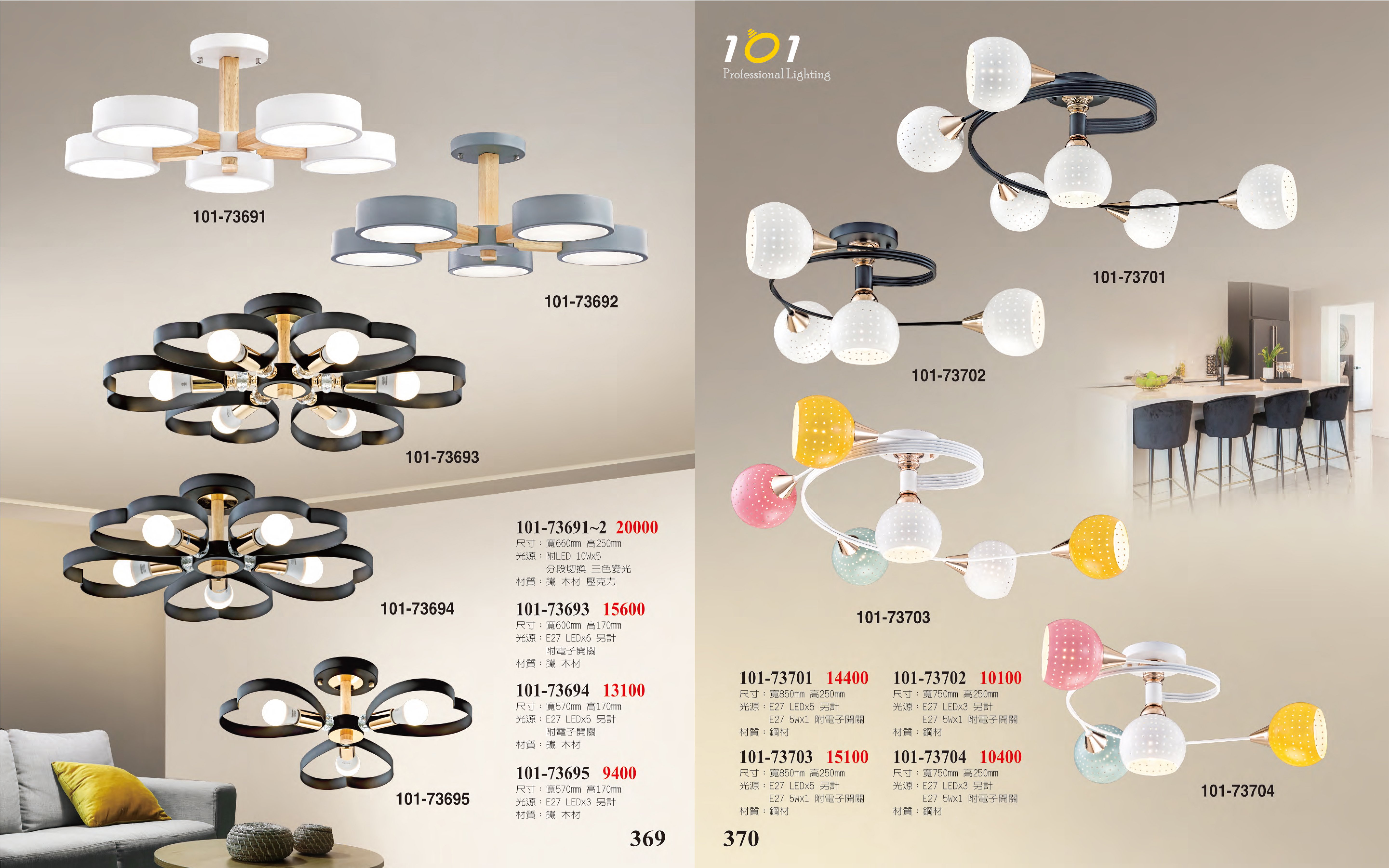LED半吸頂燈 / 半吸頂燈系列 101-369