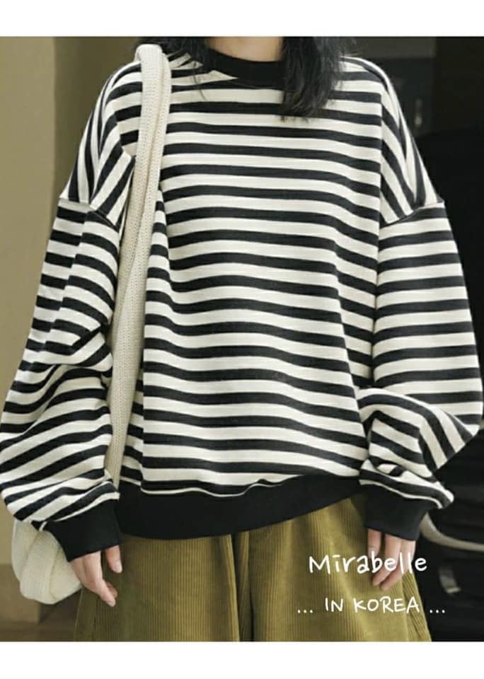 【SALE商品】橫條oversize大學T *1色 L9885646