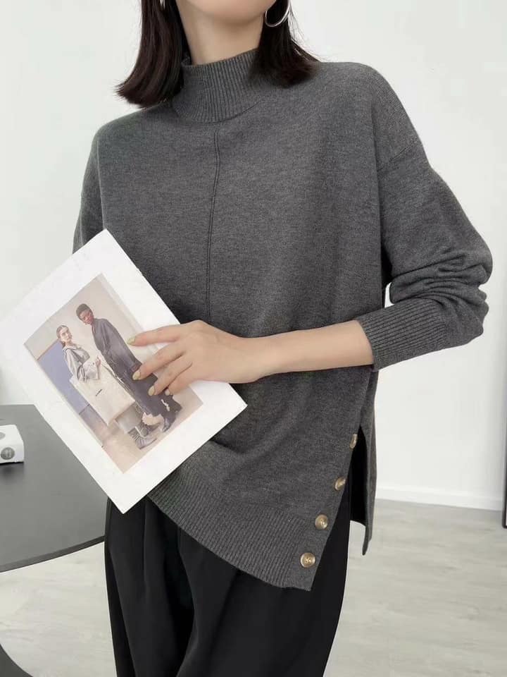 【SALE商品】立領單邊開衩針織*5色 K98898