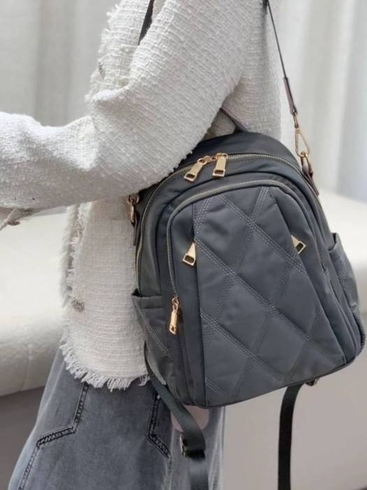 菱格紋多層空間拉鍊後背包*1色 KB1050097